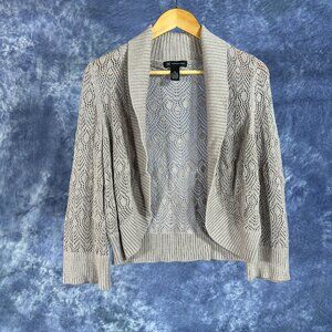 INC Tan w/ Metallic Thread Shrug / Sweater Sz M